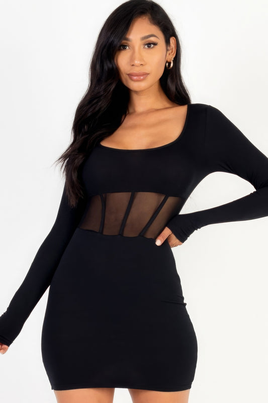 Square neck mesh corset mini dress | APPAREL, CCPRODUCTS, Dahlia, DRESSES, RESTOCKED POPULAR ITEMS, SALE, SALE APPAREL | Bodiied