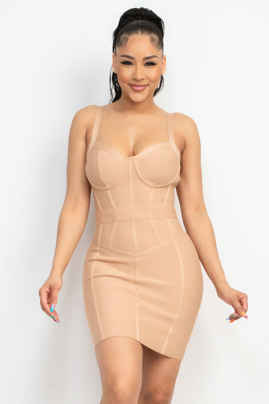 Sweetheart Wide Strap Bandage Dress | APPAREL, CCPRODUCTS, DRESSES, Hot Pink, NEW ARRIVALS, Nude | Bodiied