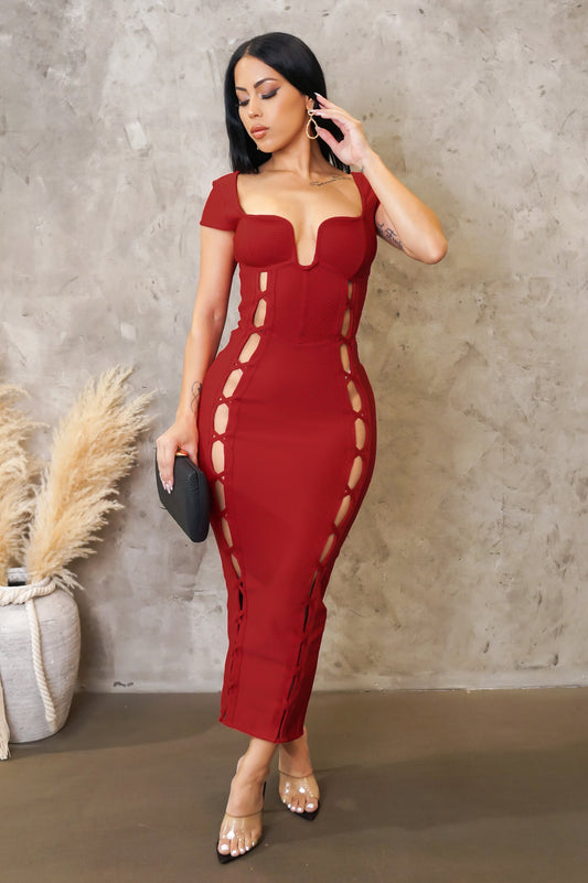 Bandage Midi Dress | APPAREL, Black, CCPRODUCTS, DRESSES, NEW ARRIVALS, Red | Bodiied