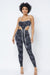 Mesh Print Crop Top With Plastic Chain Halter Neck With Matching Leggings | APPAREL, Black, SALE, SALE APPAREL, SETS | Bodiied