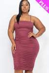 Plus Size Double Ruched Front And Ruched Back Detail Mini Dress | Black, Grape, Green Bay, Nocturne, PLUS SIZE, PLUS SIZE BASICS & ACTIVEWEAR, PLUS SIZE DRESSES, RESTOCKED POPULAR ITEMS, SALE, SALE PLUS SIZE, White, Yellow | Bodiied