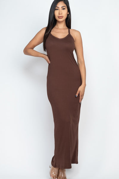 Racer Back Maxi Dress | APPAREL, BASICS & ACTIVEWEAR, Blue Haze, Coffee, Downton Brown, DRESSES, Green Bay, Navy, Olive, Red Alert, Royal, SALE, SALE APPAREL, Taupe | Bodiied