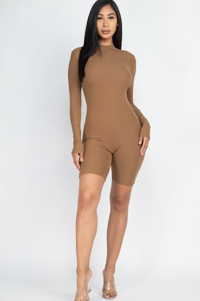 Ribbed Knit Romper | APPAREL, BASICS & ACTIVEWEAR, Blue Haze, Gold, Grey, JUMPSUITS & ROMPERS, Mauve, Mocha, Olive, Red, RESTOCKED POPULAR ITEMS, SALE, SALE APPAREL | Bodiied