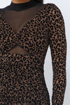Animal Print Long Sleeve Mock Neck Mini Dress | APPAREL, Black, Brown, DRESSES, RESTOCKED POPULAR ITEMS, SALE, SALE APPAREL | Bodiied