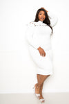 Bodycon Sweater Dress With Knot Detail | Black, Ivory, PLUS SIZE, PLUS SIZE DRESSES, SALE, SALE PLUS SIZE | Bodiied