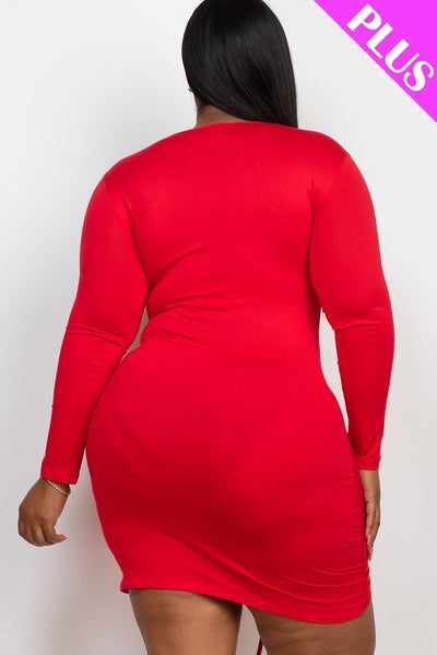 Plus Size Drawstring Ruched Front | Black, Blue Haze, Green Bay, Ibiza Blue, Nocturne, PLUS SIZE, PLUS SIZE BASICS & ACTIVEWEAR, PLUS SIZE DRESSES, Polignac, RESTOCKED POPULAR ITEMS, SALE, SALE PLUS SIZE, Taupe, Yellow | Bodiied