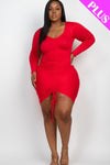 Plus Size Drawstring Ruched Front | Black, Blue Haze, Green Bay, Ibiza Blue, Nocturne, PLUS SIZE, PLUS SIZE BASICS & ACTIVEWEAR, PLUS SIZE DRESSES, Polignac, RESTOCKED POPULAR ITEMS, SALE, SALE PLUS SIZE, Taupe, Yellow | Bodiied