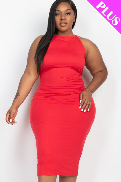 Plus Open Back Criscross Maxi Fashion Dress | Black, Coffee, Dark Mauve, Flamingo, Ibiza Blue, PLUS SIZE, PLUS SIZE BASICS & ACTIVEWEAR, PLUS SIZE DRESSES, Red, RESTOCKED POPULAR ITEMS, SALE, SALE PLUS SIZE, Tomato Cream, Winery | Bodiied