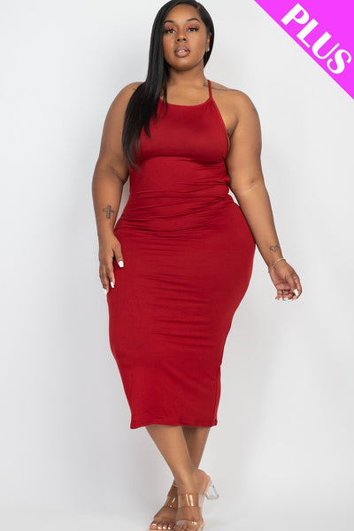 Plus Open Back Criscross Maxi Fashion Dress | Black, Coffee, Dark Mauve, Flamingo, Ibiza Blue, PLUS SIZE, PLUS SIZE BASICS & ACTIVEWEAR, PLUS SIZE DRESSES, Red, RESTOCKED POPULAR ITEMS, SALE, SALE PLUS SIZE, Tomato Cream, Winery | Bodiied