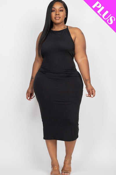 Plus Open Back Criscross Maxi Fashion Dress | Black, Coffee, Dark Mauve, Flamingo, Ibiza Blue, PLUS SIZE, PLUS SIZE BASICS & ACTIVEWEAR, PLUS SIZE DRESSES, Red, RESTOCKED POPULAR ITEMS, SALE, SALE PLUS SIZE, Tomato Cream, Winery | Bodiied