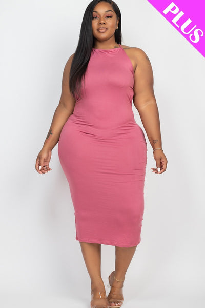 Plus Open Back Criscross Maxi Fashion Dress | Black, Coffee, Dark Mauve, Flamingo, Ibiza Blue, PLUS SIZE, PLUS SIZE BASICS & ACTIVEWEAR, PLUS SIZE DRESSES, Red, RESTOCKED POPULAR ITEMS, SALE, SALE PLUS SIZE, Tomato Cream, Winery | Bodiied