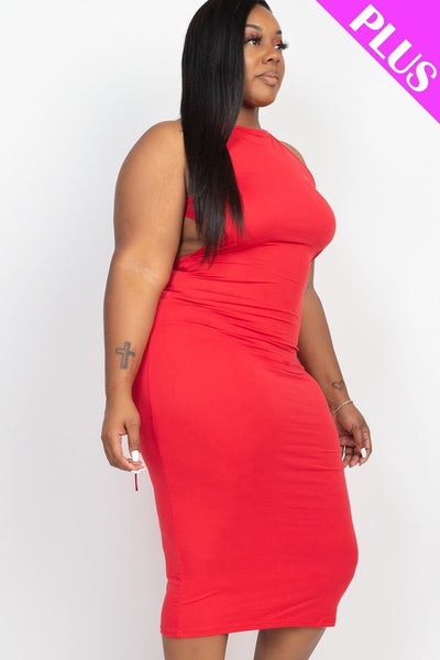 Plus Open Back Criscross Maxi Fashion Dress | Black, Coffee, Dark Mauve, Flamingo, Ibiza Blue, PLUS SIZE, PLUS SIZE BASICS & ACTIVEWEAR, PLUS SIZE DRESSES, Red, RESTOCKED POPULAR ITEMS, SALE, SALE PLUS SIZE, Tomato Cream, Winery | Bodiied