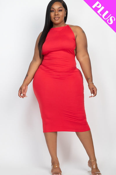 Plus Open Back Criscross Maxi Fashion Dress | Black, Coffee, Dark Mauve, Flamingo, Ibiza Blue, PLUS SIZE, PLUS SIZE BASICS & ACTIVEWEAR, PLUS SIZE DRESSES, Red, RESTOCKED POPULAR ITEMS, SALE, SALE PLUS SIZE, Tomato Cream, Winery | Bodiied