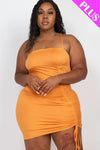 Plus Adjustable Ruched Detail Curvy Mini Dress | Black, Dark Mauve, Olive Branch, PLUS SIZE, PLUS SIZE BASICS & ACTIVEWEAR, PLUS SIZE DRESSES, Red, SALE, SALE PLUS SIZE, Tomato Cream, Wine Tasting | Bodiied