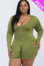 Plus V-neck Long Sleeve Bodycon Romper | Black, Brown Sugar, CCPRODUCTS, Coffee, Dark Mauve, Navy, Olive Branch, PLUS SIZE, PLUS SIZE BASICS & ACTIVEWEAR, PLUS SIZE JUMPSUITS & ROMPERS, RESTOCKED POPULAR ITEMS, SALE, SALE PLUS SIZE, Winery | Bodiied