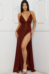 Glitter Fabric Sweetheart Surplice Maxi Dress | APPAREL, Burgundy, CCPRODUCTS, DRESSES, SALE, SALE APPAREL | Bodiied