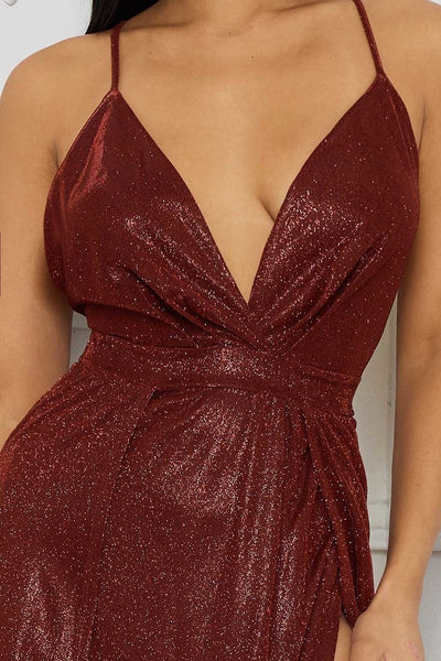 Glitter Fabric Sweetheart Surplice Maxi Dress | APPAREL, Burgundy, CCPRODUCTS, DRESSES, SALE, SALE APPAREL | Bodiied