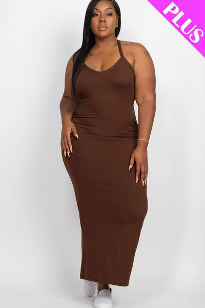 Plus Racer Back Maxi Dress | CCPRODUCTS, Grape, NEW ARRIVALS, PLUS SIZE, PLUS SIZE BASICS & ACTIVEWEAR, PLUS SIZE DRESSES, RESTOCKED POPULAR ITEMS | Bodiied