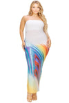 Plus sleeveless color gradient tube top maxi dress | CCPRODUCTS, NEW ARRIVALS, PLUS SIZE, PLUS SIZE DRESSES, White/Multi | Bodiied