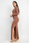 Side Slit Bodycon Maxi Dress | APPAREL, Black, CCPRODUCTS, Coffee, Dark Royal, Deep Blush, DRESSES, NEW ARRIVALS, RESTOCKED POPULAR ITEMS | Bodiied