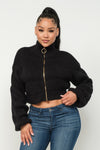 Michelin Sweater Top W/ Front Zipper | APPAREL, Black, CCPRODUCTS, Cream, NEW ARRIVALS, OUTERWEAR, TOPS | Bodiied