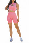 Seamless Sexy Crop Top With Short Set | APPAREL, CCPRODUCTS, NEW ARRIVALS, Pink, SETS | Bodiied