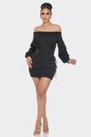 Off Shoulder Mini Dress | APPAREL, Black, CCPRODUCTS, DRESSES, NEW ARRIVALS, White | Bodiied