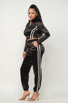 Front Zip Up Stripes Detail Jacket And Pants Set | APPAREL, Black, CCPRODUCTS, Fuchsia, Grey, NEW ARRIVALS, SETS | Bodiied
